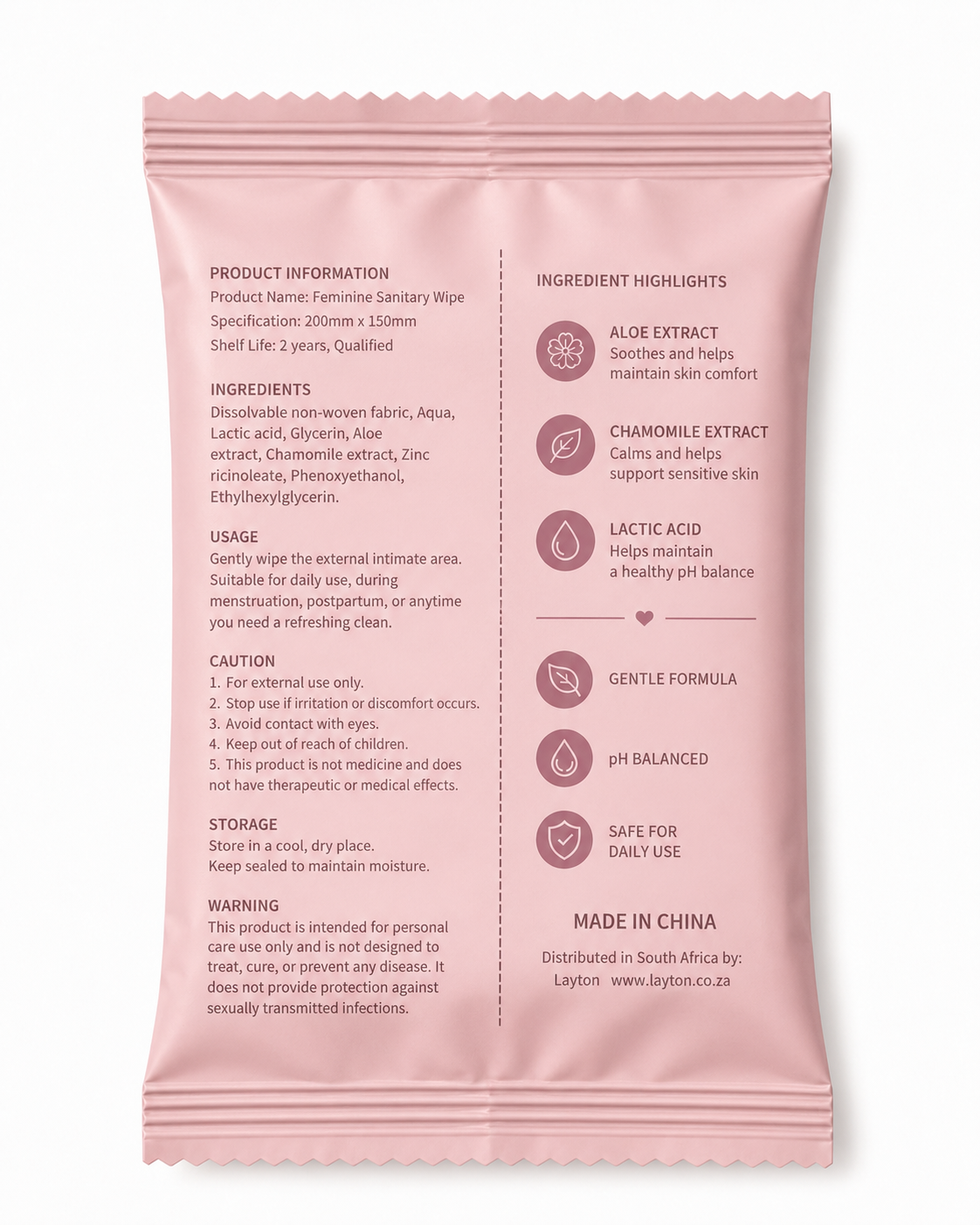 Layton Feminine Wipes (Flushable)